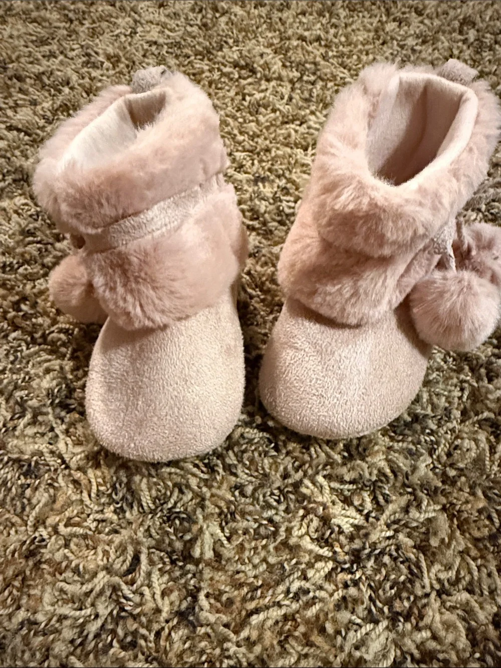 3-6 months baby boots Pink & Gray Faux Fur